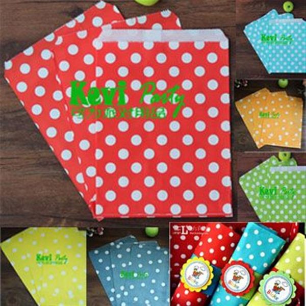 Sacchetti di carta colorati a pois 5 x7 Borsa per la spesa riutilizzabile per collana, orecchino, pendente, gioielli di moda, sacchetti286r