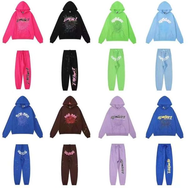 Tasarımcı Hoodie Takip SP5der Erkekler Genç Thug 555555 Erkek Kadın Sweatshirtler Köpük Baskı Örümcek Web Külot Pantolon İnternet Ünlüleri İçin Aynı Model Yeni