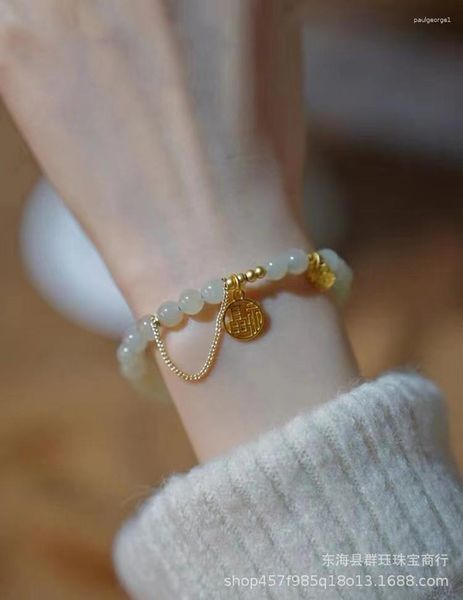 Braccialetti con ciondoli naturali, un braccialetto di giada, accessori per l'anno della tigre, regali per giocatori fortunati, amici e fidanzate