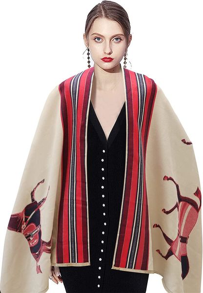 Cachecol de caxemira de designer inverno feminino e masculino cachecol longo caxemira longo pashmina xale sedoso envoltório para vestir à noite cobertor frente aberta poncho capa presentes para meninas