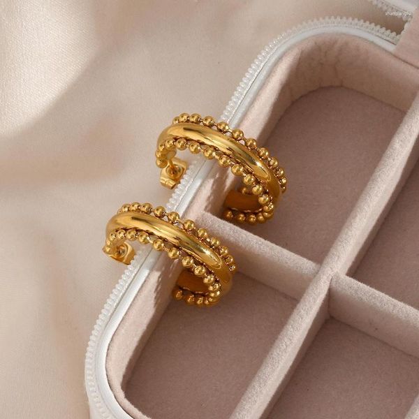 Orecchini pendenti Moda Fibbia per orecchio in acciaio inossidabile per donna Alla moda Colore oro Cerchio grande Cerchio Punk Accessori per gioielli senza ossidazione