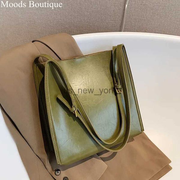 Totes de qualidade Mulheres sacolas bolsas de couro brilhante compras de couro de ombro retro Compras de grande capacidade 2023 bolsa de designer de luxo Lady 240407