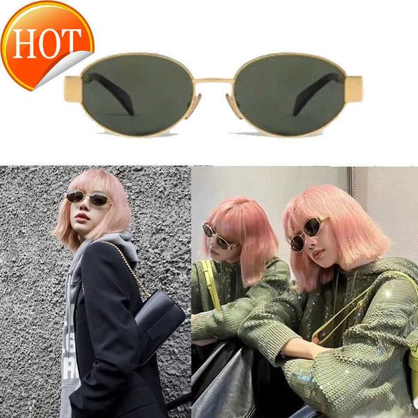 Luxus-Sonnenbrille für Damen, Metallrahmen, Arc De Triomphe, minimalistisches ovales Design, Cl40235, modische Sonnenbrille im klassischen Stil, w3