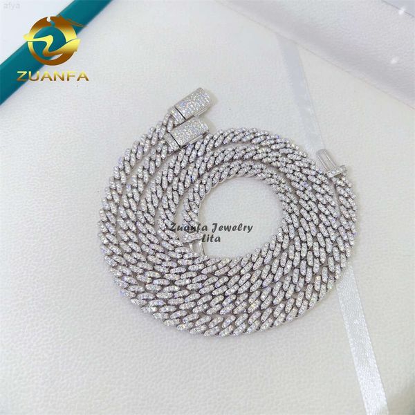 Marka Moda Kadın Hip Hop Takı Sıcak Yeni İnce 6mm VVS Elmas Moissanite 925 STERLING Gümüş Küba Bağlantı Zinciri