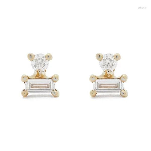 Stud Cupings Narin 925 STERLING Gümüş Minimalist Dainty Square Kadın Kız Moda CZ Paved Minimali Geometrik Mini Takı