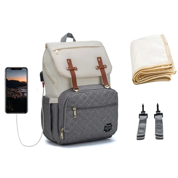 Wickeltaschen Lequeen Marke Wickeltasche Große Kapazität USB Mumientasche Reiserucksack Designer Stilltasche für Babypflege 230928