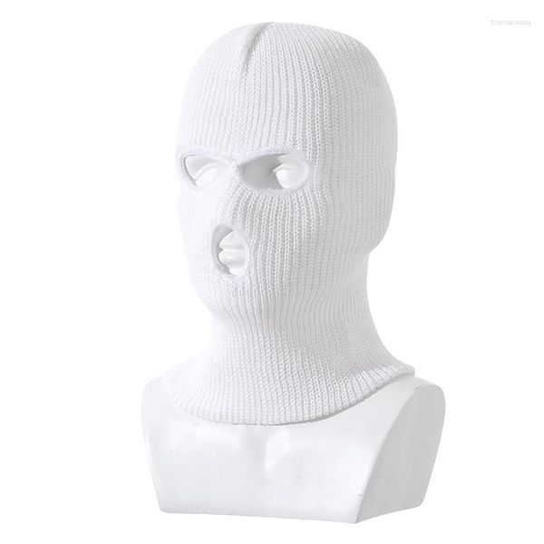 Berretti Maschera da sci con copertura integrale Cappello Passamontagna a 3 fori Passamontagna tattico militare CS Cappellino unisex caldo in maglia antivento