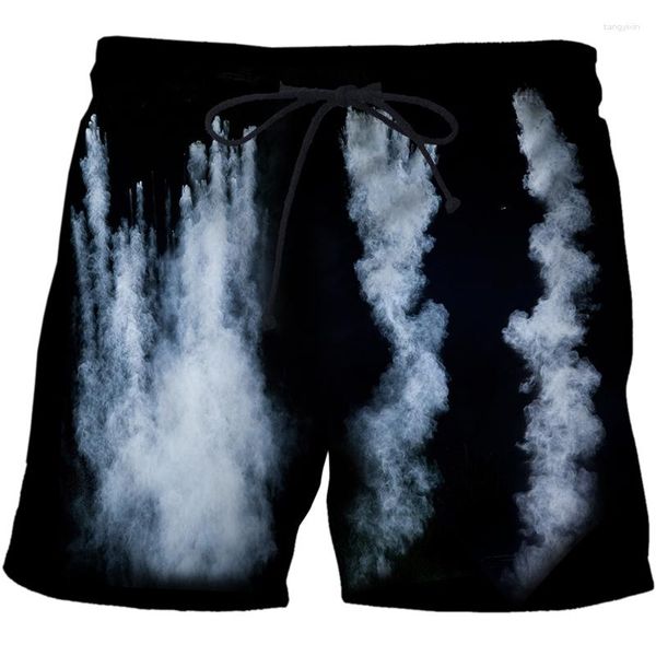 Shorts masculinos diversão à beira-mar calças de praia personalizado criativo fumaça impressão 3d homens secagem rápida maiô confortável fitness