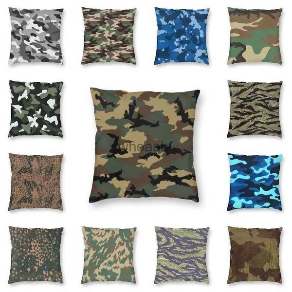 Almofadas de pelúcia Almofadas Original Woodland Pea Dot Militar Camo Square Throw Pillow Case Home Decorativo Exército Tático Camuflagem Capa de Almofada para Sofá YQ231003