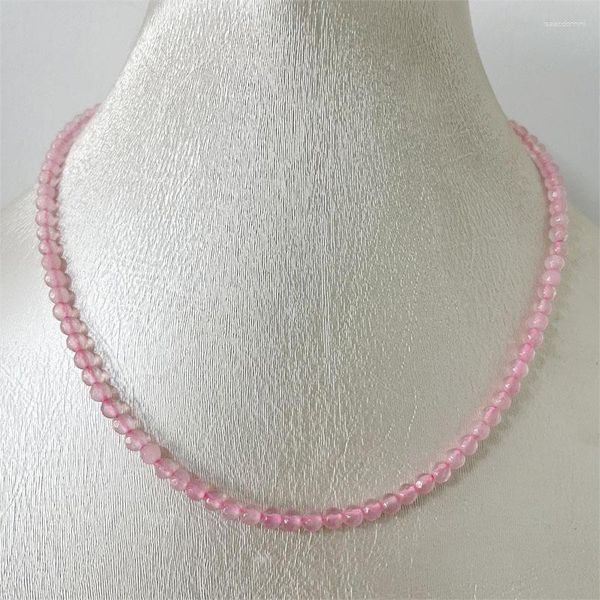 Ketten 4mm Nette Facettierte Rosa Quarz Schwarz Achat Perle Anhänger Halskette Für Frauen Kette Taiwan Grüne Jade Rot Rubin hochzeit Schmuck Choker