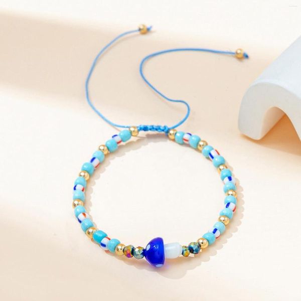 Bracciale con perline stile Strand Ins Perline di vetro a forma di fungo colorato con coulisse regolabile Gioielli da donna con braccialetti dolci
