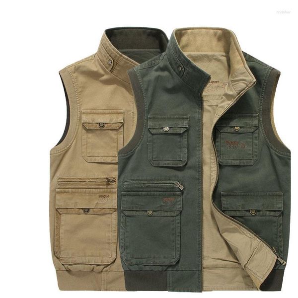 Gilet da uomo Moda Double Side Wear Gilet da uomo Giacca senza maniche Smart Casual Gilet Stile militare militare Abbigliamento Plus Size M-7XL 8XL