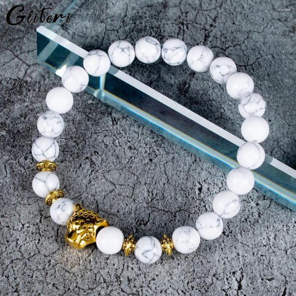 Strand geiteri branco turquesa leopardo contas pulseiras para mulheres homens liga de pedra natural animal pulseiras moda jóias festa presente 2023