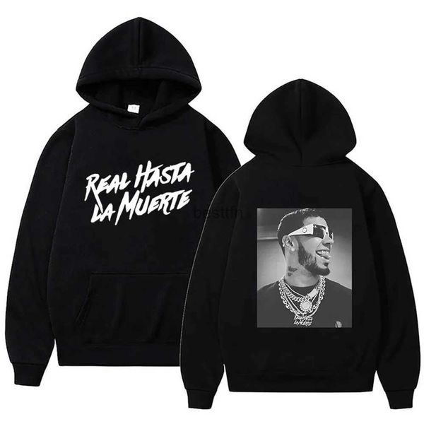 Men's Hoodies Sweatshirts Rapper Anuel AA Hoodies Hip Hop Sweatshirts Real Hasta La Muerte Printed Streetwear Coat Metal Music Casual Long Sleeve PulloverL231003