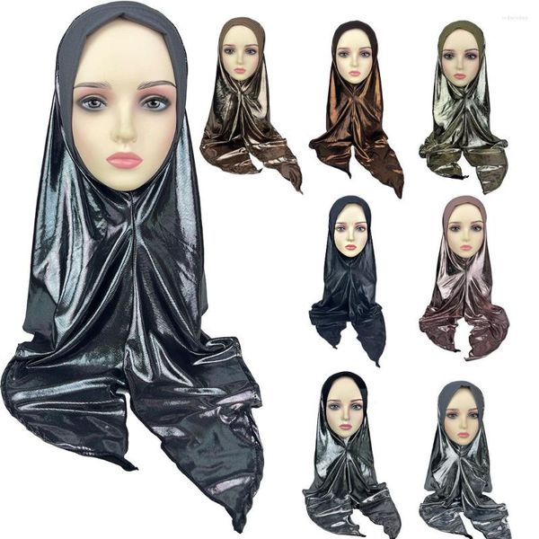 Abbigliamento etnico Copricapo Saree Donna Avvolgente Cristallo Morbido E Traspirante Versatile Casual Patchwork Hijab Per Donna Khimar Caftano Niqab