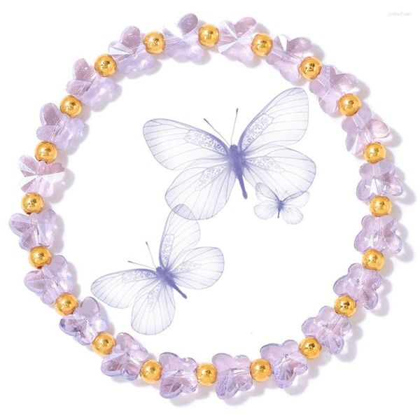 Filo di moda piccola farfalla braccialetto di perline donne vetro cristallo ceco gemme ciondoli braccialetto gioielli amicizia ragazza