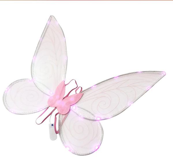 Ilumine asas de fadas para adultos led borboleta asas transparentes para meninas mulheres acessórios de fantasia de halloween adereços de vestir