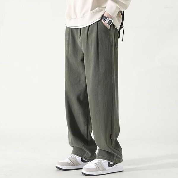 Calças masculinas primavera outono y2k estilo coreano vintage harajuku calças homens todos os jogos solto casual perna larga workwear roupas masculinas