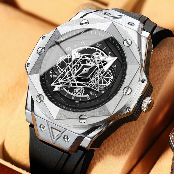 Armbanduhren Uhr Herren Mode Trend Tattoo Wasserdicht Silikon Quarz Mann Automatik