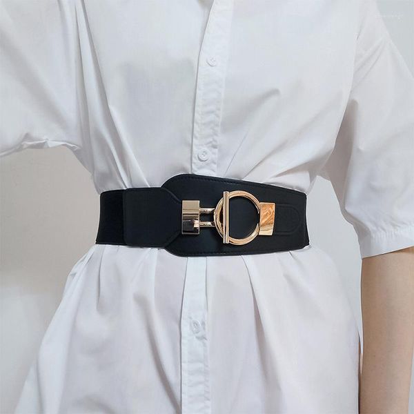 Cinture Fibbia in metallo Nero Beige Cummerbunds Cintura decorativa Accessori Abbigliamento donna Cintura alta elastica