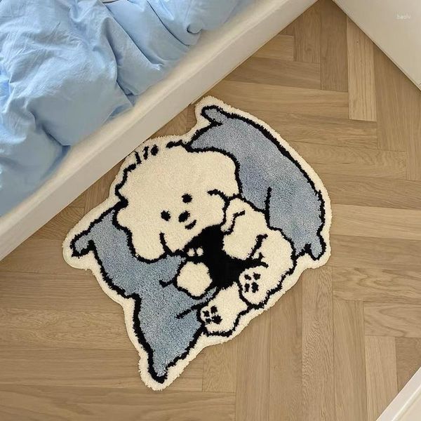 Tappeti Kawaii Tufting Cane Tappetino da bagno Morbido e soffice Animale del fumetto Bagno Camera da letto Tappeto Tappetino antiscivolo Casa Camera dei bambini Nursery Decor