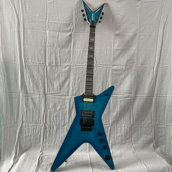 Chitarra elettrica modello Signature Dimebag personalizzata Nuovo inserto in abalone blu