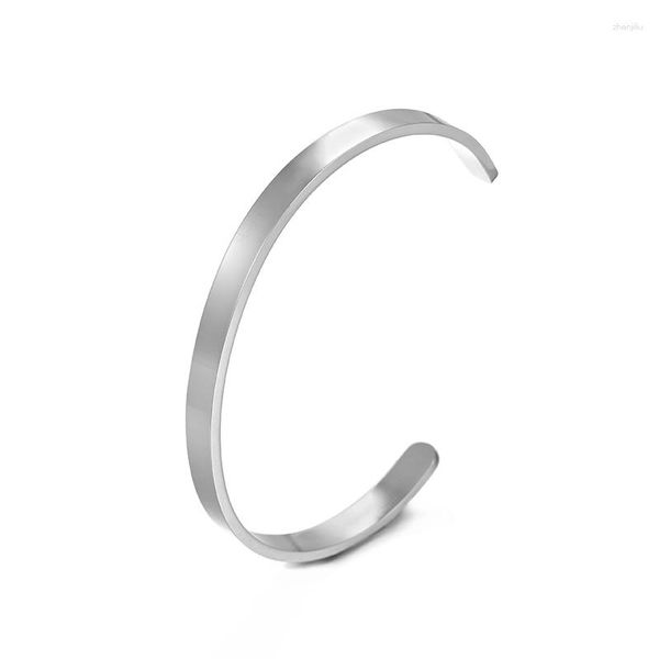 Bracciale con nome personalizzato in acciaio inossidabile gioielli da 6 mm a forma di C liscia di alta qualità per braccialetto da donna regalo per feste all'ingrosso