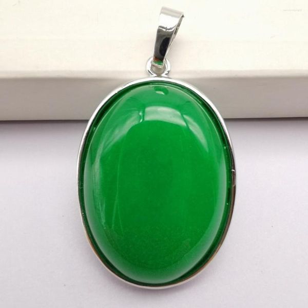 Colares de pingente verde jade pedra grânulo jóias ovais para mulher presente s3222