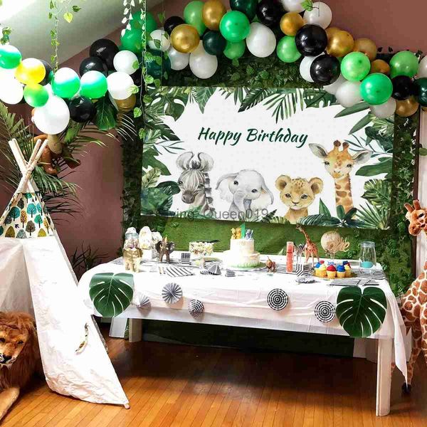 Material de fundo Animais da selva Pano de fundo Jungle Party Decoation Wild One Safari Decorações de aniversário Chá de bebê Menino Gril 1º aniversário Fundo YQ231003