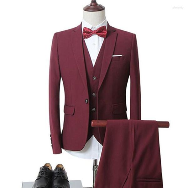Ternos masculinos de negócios, casamento, conjuntos casuais/homens, conjunto de terno de três peças, colete, blazers, calças, plus size 6xl, vestido, casaco