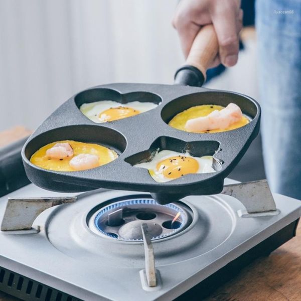 Pfannen zum Kochen von Frühstück, kleine antihaftbeschichtete Bratpfanne, Waffel, Pfannkuchen, Ei, geteilt, Gas-Induktionsherd, Gusseisen-Topf, Panelas-Kochgeschirr