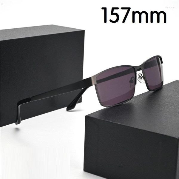 Sonnenbrille Evove 157 mm übergroße Herren-Legierung, rechteckige Sonnenbrille für Männer, breit, groß, groß, fett, Gesichtstöne, Schwarz, Braun