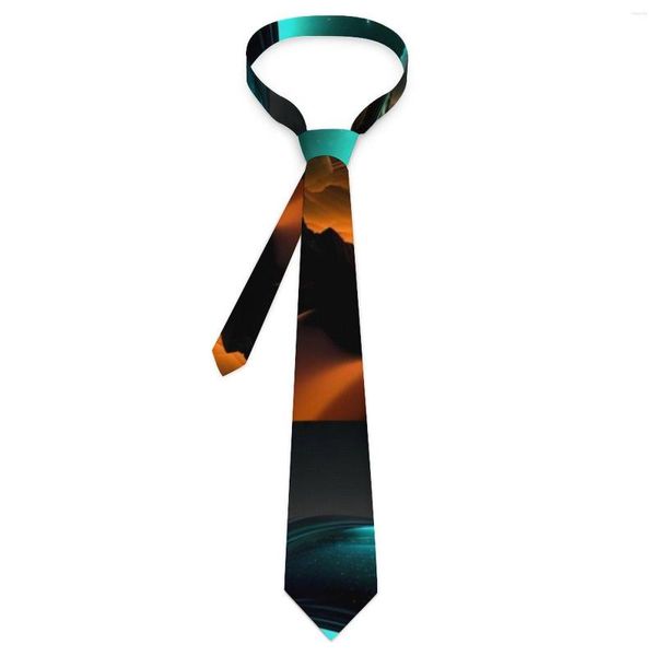 Arco laços deserto sol gravata abstrata arte impressão negócios pescoço masculino bonito engraçado gravata acessórios grande qualidade impresso colar