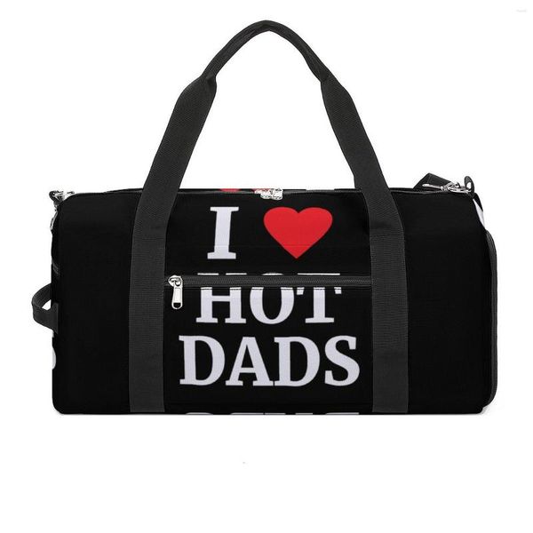 Outdoor-Taschen „I Love Dads“, Sporttasche, Herz-Gepäck, Sport-Paar-Design mit Schuhen, bunte Fitness-Wochenend-Handtaschen