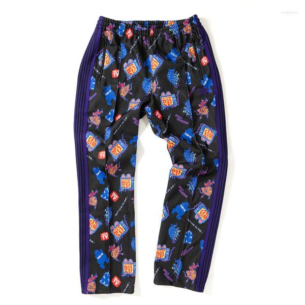 Мужские брюки иглы мультфильм буквы логотип спортивные штаны Purple Butterfly Emelcodery Zipper websm