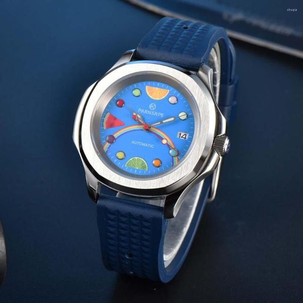 Relógios de pulso masculino esporte casual relógio pulseira de silicone criativo dial escovado 316l caixa de aço inoxidável safira vidro nh35a movimento