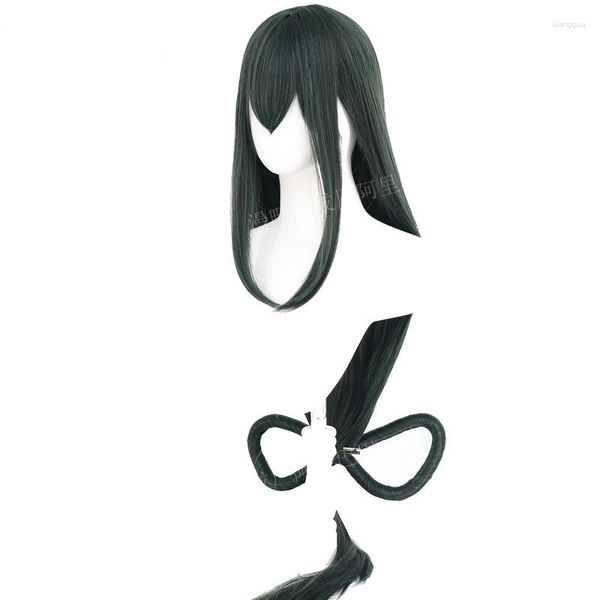 Articoli per feste Boku No Hero Academia Tsuyu Asui Parrucca cosplay Le mie donne Lunghi capelli sintetici verdi Carnevale di Halloween