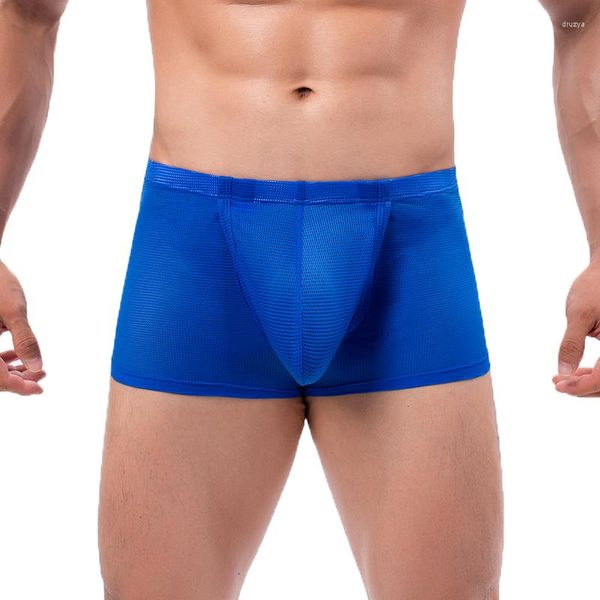 Cuecas masculinas boxer shorts malha respirável pênis bolsa roupa interior sissy deslizamento homme gay calcinha troncos boxershorts calzoncillos