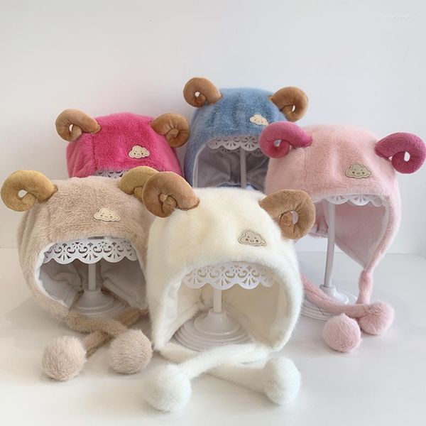 Berretti Invernali Cappello da bambino Collo per bambini Ragazzi Ragazze Cartone animato carino pecora Paraorecchie Berretto infantile in morbido pile Cappelli caldi Berretto lavorato a maglia