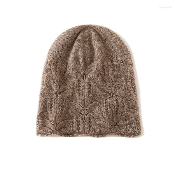 Berretti Moda Cappello in puro cashmere Protezione per le orecchie ispessita Autunno e inverno Avvolgente berretto in pile di lana calda lavorato a maglia