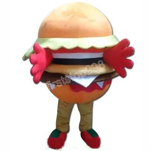 Venda de Halloween Hamburgo Mascote Traje de Alta Qualidade Dos Desenhos Animados Anime tema caráter Adultos Tamanho Festa de Natal Ao Ar Livre Publicidade Outfit Terno