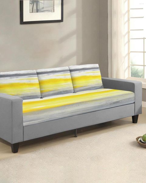Чехлы на стулья с абстрактной серо-желтой текстурой, чехол для дивана, сиденья, протектор, эластичные, моющиеся, съемные эластичные чехлы