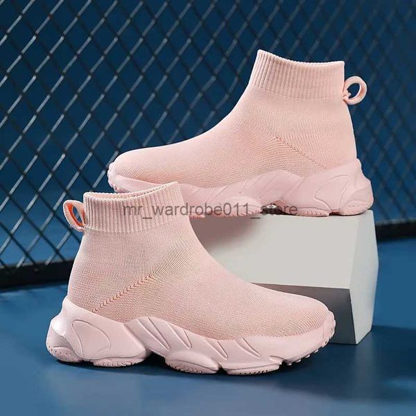 Athletische Outdoor Neue Casual Turnschuhe für Mädchen Jungen Kinder Atmungsaktive Fly Gestrickte Mesh Tennis Schuhe High Cup Kinder Lauf Stiefel baby Sport Schuh Q231003