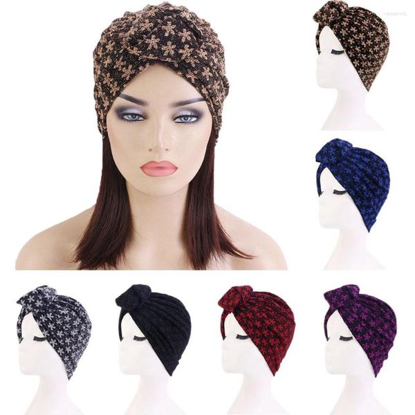 Roupas étnicas Senhoras Turbante Bonnet Flor Impressão Top Nó Interno Hijab Caps Africano Twist Headwrap Mulheres Head Wraps India Hat Hijabs Cap