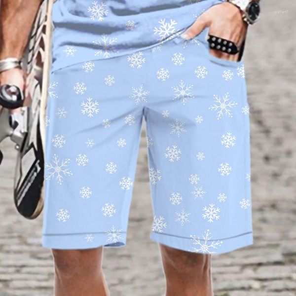 Pantaloncini da uomo Abbigliamento da uomo Modello fiocco di neve Estate Quick Dry Costume da bagno uomo Divertente Stampato 3D Elastico in vita Spiaggia Uomo/Donna Cool