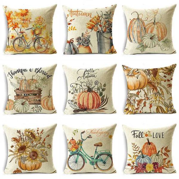 Plüschkissen Kissen OMIO Thanksgiving Retro Pastoral Style Kissenbezug Herbstgemüse und Obst Sofa Sitzkissenbezug 40*40cm/45*45cm/50*50cm YQ231003