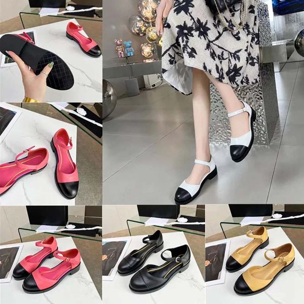 Luxus Designer Casual Damen Designer Kanal Sandalen Leder Mode Preppy Mary Jane Damen Lederschuhe Farblich passende Low Heels Party Schuhe Plus