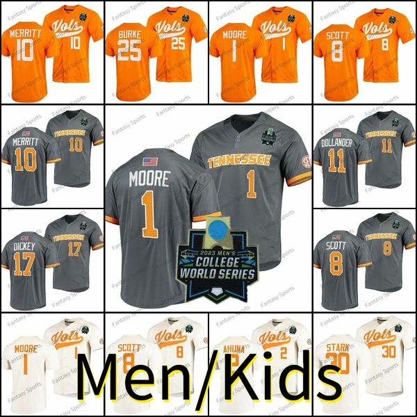 Tennessee Volunteers Baseball-Trikot Chase Dollander 17 Jared Dickey 2 Maui Ahuna Blake Burke Christian Scott Christian Moore Griffin Merritt Cal Stark WS College