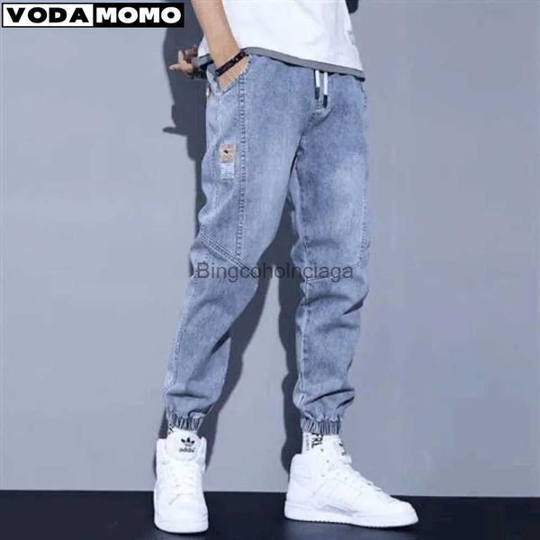 Jeans masculinos jeans para homem roupas em linha reta baggy perna larga casual calças oversize vintage coreano streetwear cônico calças bordadas l231003