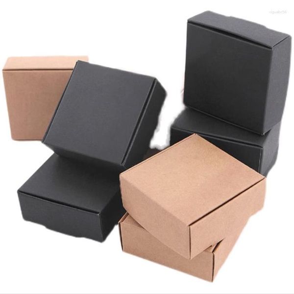 Geschenkpapier 50/100 Stück schwarz/weiß/Kraftpapier Box Karton DIY handgemachte Seife Verpackung Schmuck Aufbewahrung Karton klein